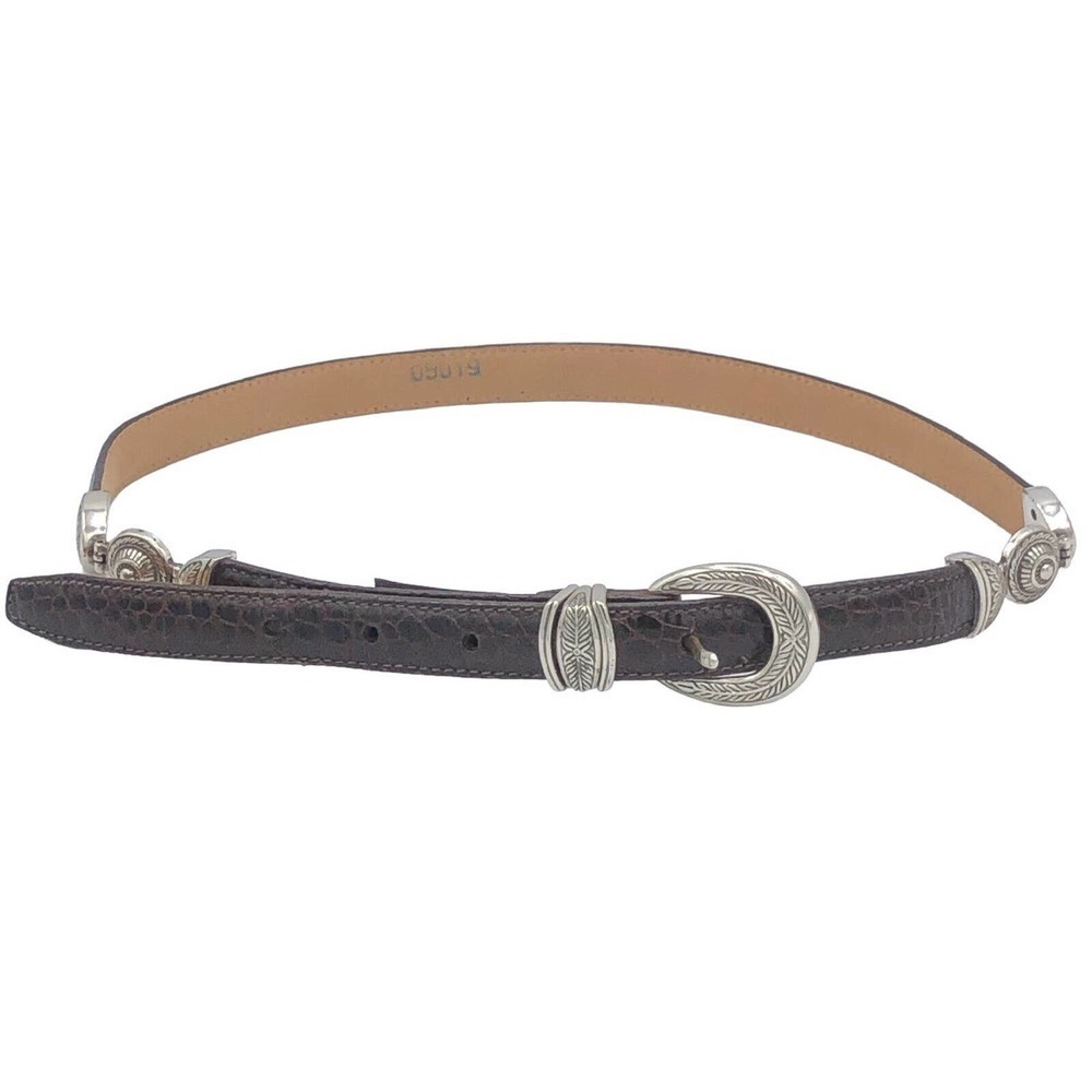 Brighton Woman M 30” Brown Leather Belt B10068 Silver Hardware 3 Sections - Picture 3 of 10